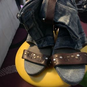 Diesel Industry Denim open toe boots